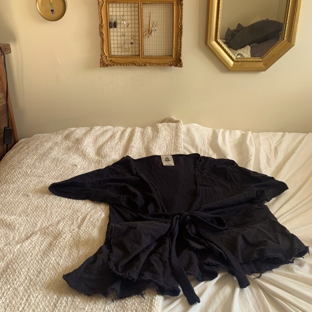 Free People Black Tie Wrap Top